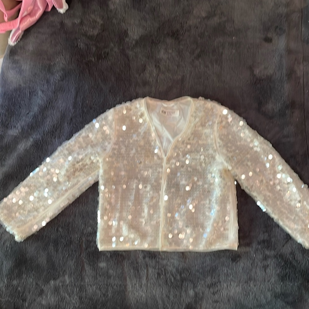 Off white, sequin girlsH&M cardigan size 4-6